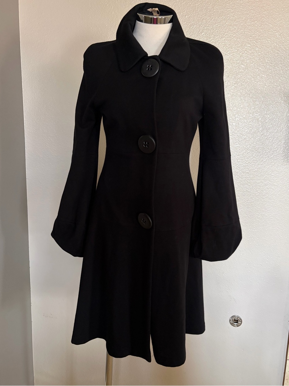 Bailey 44 Black Long-Sleeve Fit-and-Flare Coat Dress
